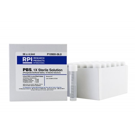 Rpi Phosphate Buffered Saline, 1X Solution, 4.5ml Pre-Filled Tubes, Sterile, 36 Tubes, 10ml Tube Size P10900-36.0